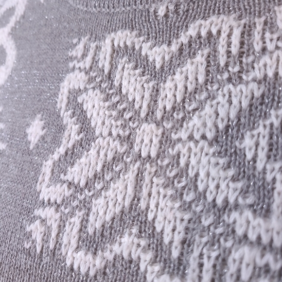 Alfred Dunner Snowflake Sweater Small Gray Metallic Turtleneck Holiday Christmas - Picture 7 of 13
